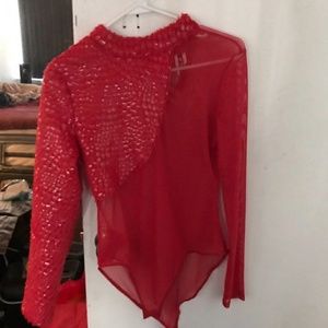Red body suit so pretty